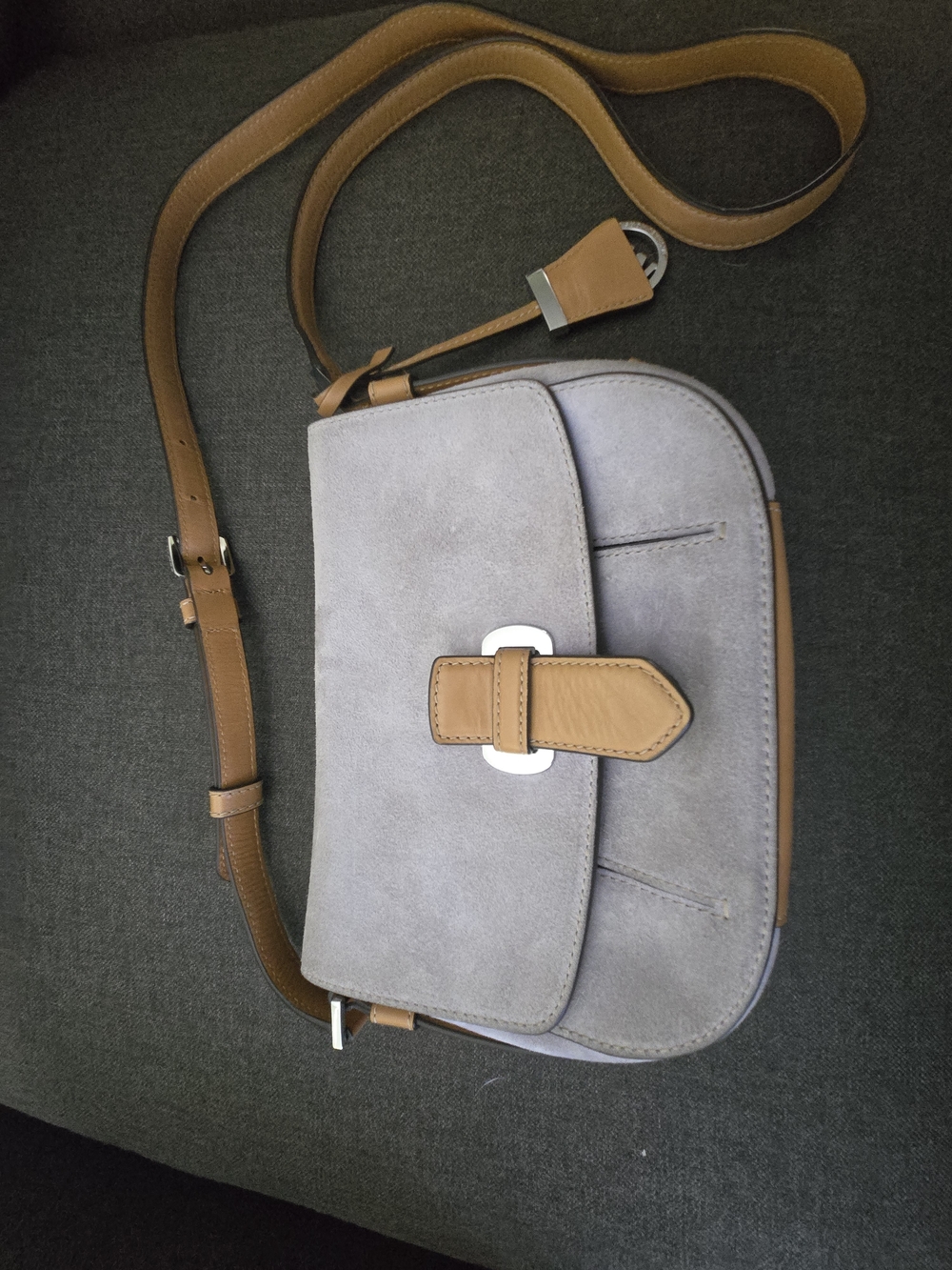 Michael Kors Suede Crossbody Bag with Tan Trim - Women Crossbody Shoulder Bag
